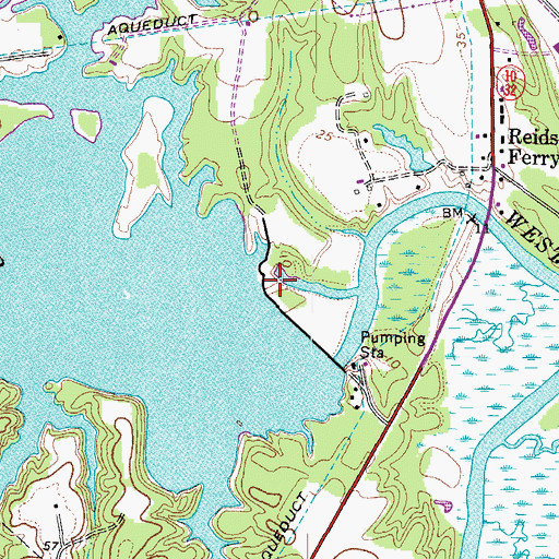 Topographic Map of Western Branch Reservoir, VA