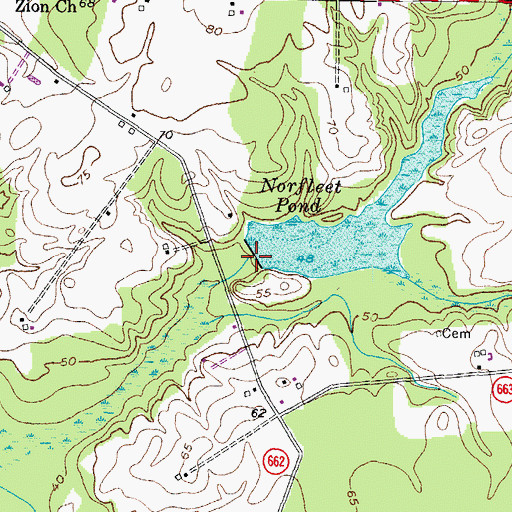 Topographic Map of Norfleet Dam, VA