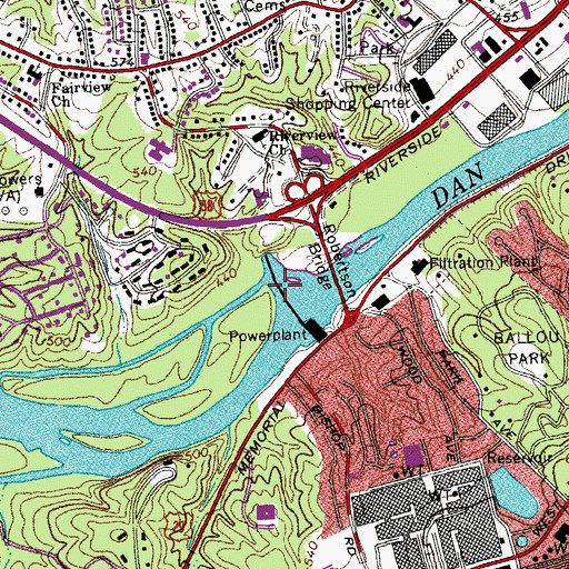 Topographic Map of Schoolfield Dam, VA