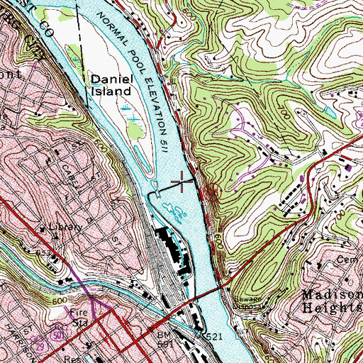 Topographic Map of Scots Mill Dam, VA