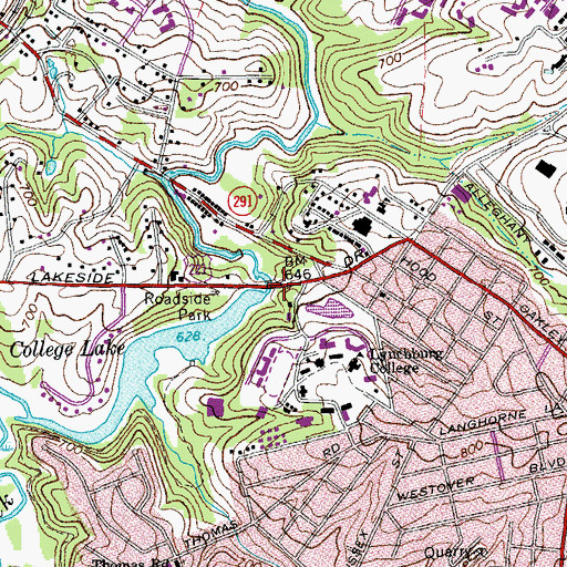 Topographic Map of College Lake Dam, VA