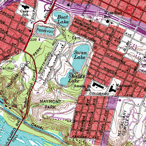 Topographic Map of Upper Sheilds Lake Dam, VA