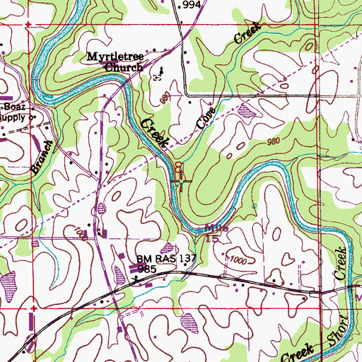 Topographic Map of Cove Creek, AL