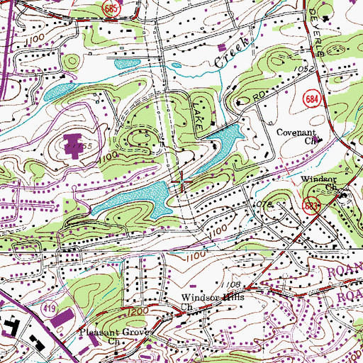 Topographic Map of Windsor Lake Dam, VA