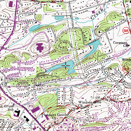Topographic Map of Windsor Lake, VA