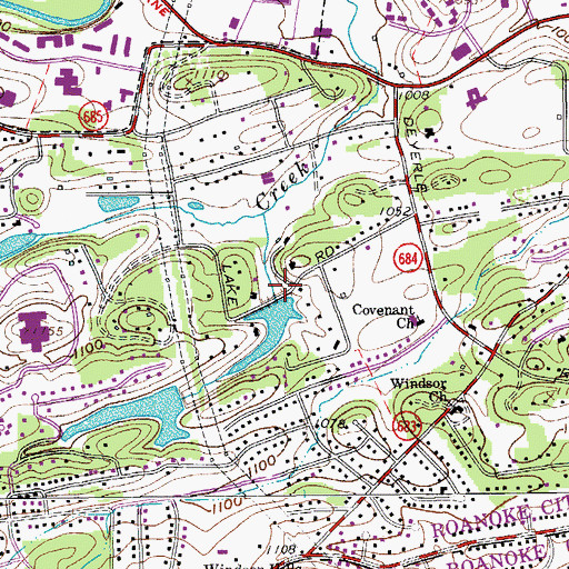 Topographic Map of Spring Valley Lake Dam, VA