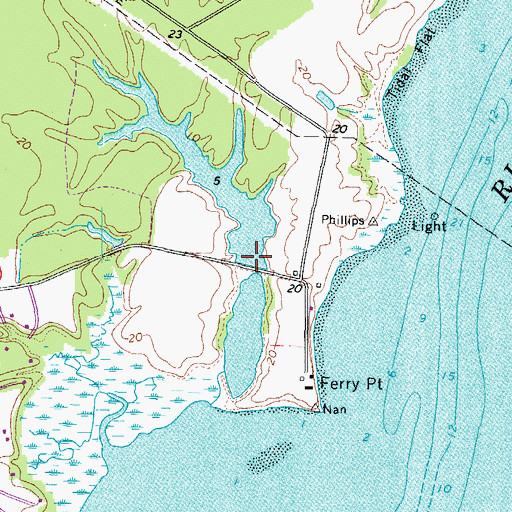 Topographic Map of Ferry Point Dam, VA