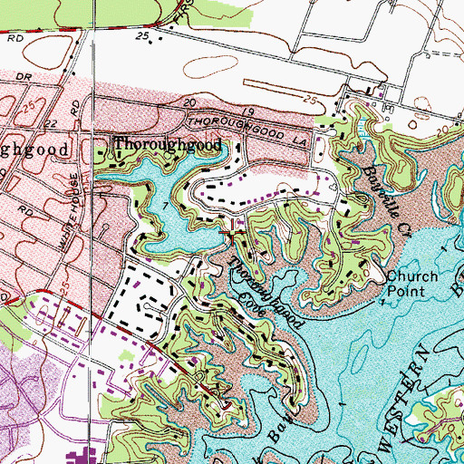 Topographic Map of Thoroughgood Dam, VA