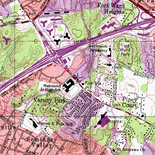 Topographic Map of E C Burke Library, VA