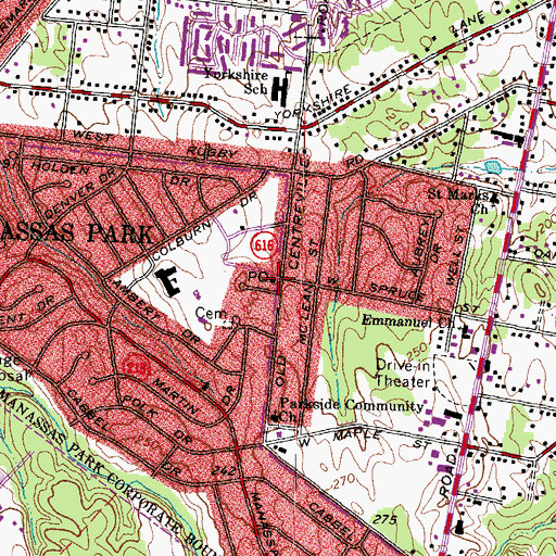 Topographic Map of Manassas Park Post Office, VA