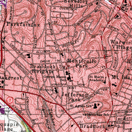 Topographic Map of Alexandria Fire Department Station 203 Beverly Hills, VA