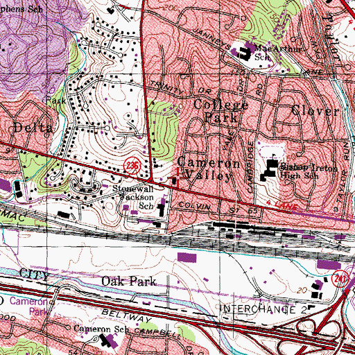 Topographic Map of Alexandria Fire Department Station 207 Cameron Valley, VA
