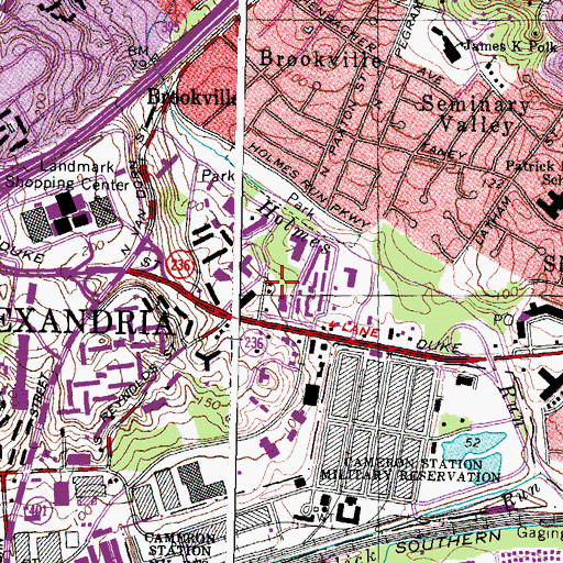 Topographic Map of Alexandria Fire Department Station 208 Landmark, VA