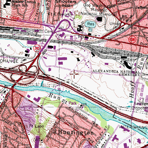 Topographic Map of Eisenhower Avenue Metro Station, VA
