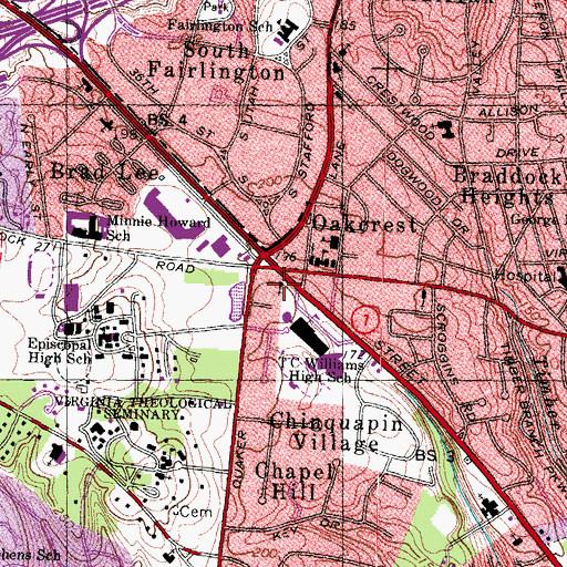 Topographic Map of Oakland Baptist Church, VA