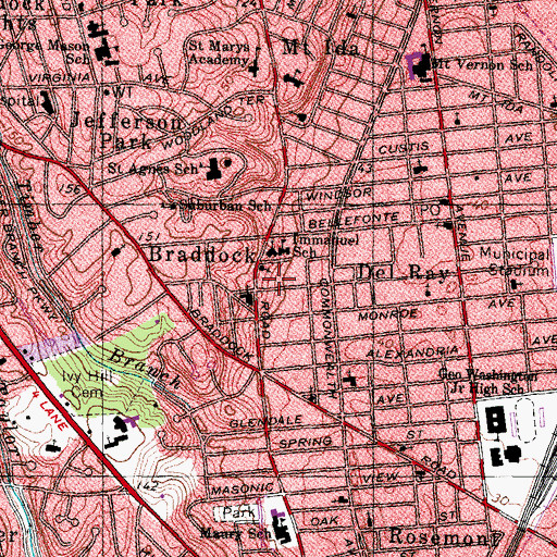 Topographic Map of Immanuel Lutheran Church, VA