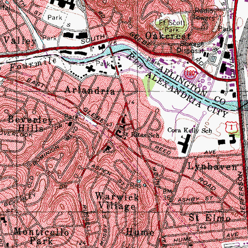 Topographic Map of Saint Rita Catholic Church, VA