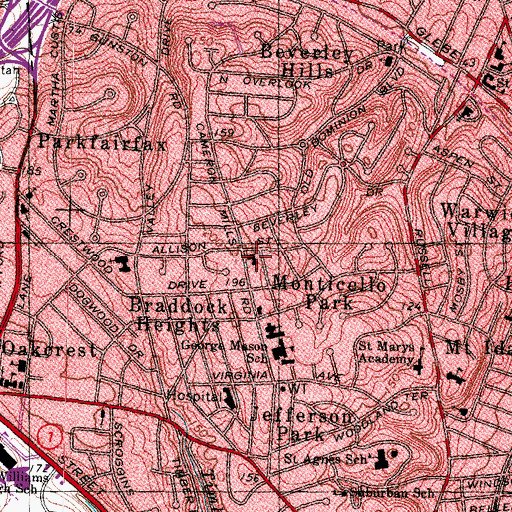 Topographic Map of Trinity United Methodist Church, VA