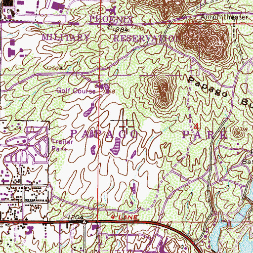 Topographic Map of Scottsdale East Shopping Center, AZ