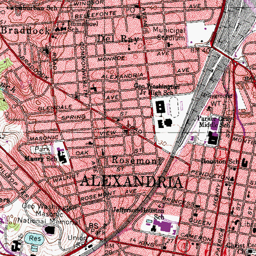 Topographic Map of Alexandria Church of Christ, VA