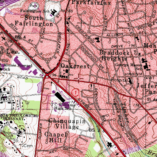 Topographic Map of Blessed Sacrament Church, VA