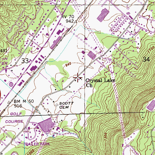 Topographic Map of Crystal Lake Church, AL