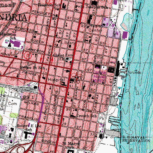 Topographic Map of Downtown Baptist Church, VA
