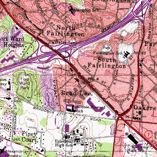 Topographic Map of Fairlington Presbyterian Church, VA