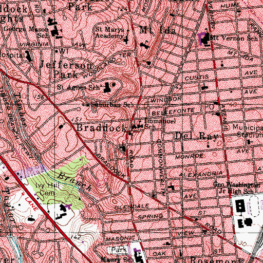 Topographic Map of First Church of Christ Scientist, VA