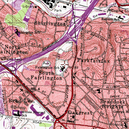 Topographic Map of Fairlington Community Center, VA