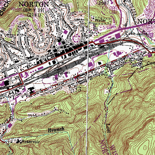 Topographic Map of Central Freewill Baptist Church, VA