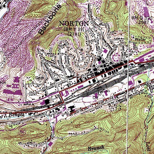 Topographic Map of First Baptist Church, VA