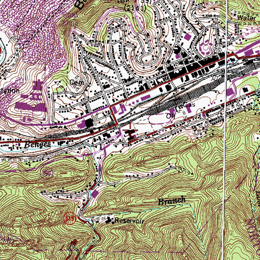 Topographic Map of John I Burton High School, VA