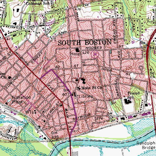 Topographic Map of First Presbyterian Church, VA