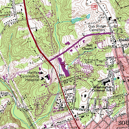 Topographic Map of Hubbs Mill Plaza Shopping Center, VA