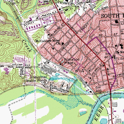 Topographic Map of South Boston Water Works, VA