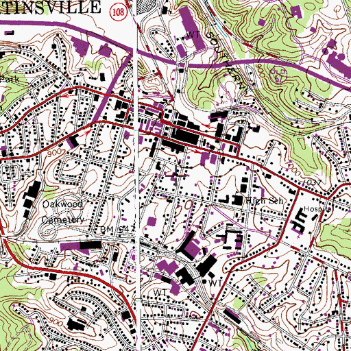 Topographic Map of Broad Street Christian Church, VA