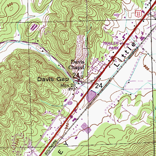 Topographic Map of Davis Chapel, AL