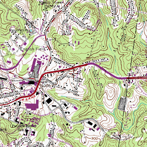 Topographic Map of East Martinsville School, VA