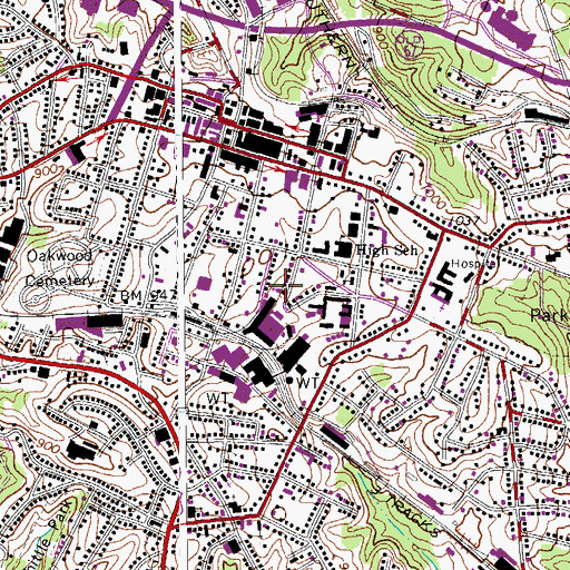 Topographic Map of Ellsworth Street Baptist Church, VA