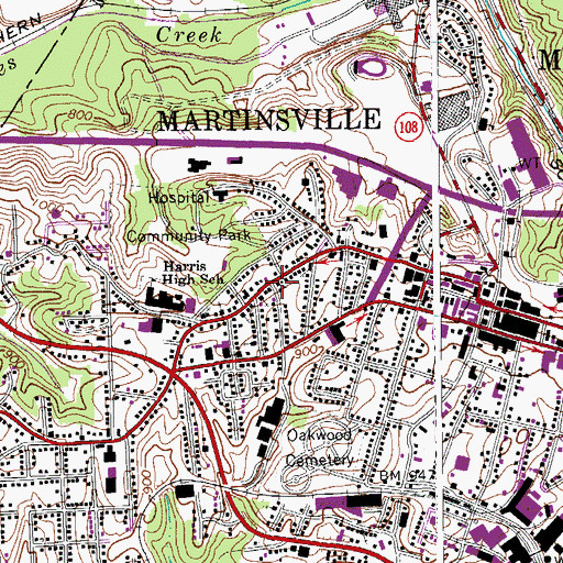 Topographic Map of Fayette Street Christian Church, VA