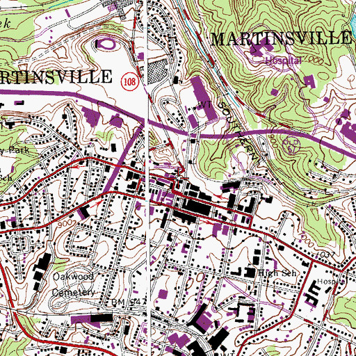Topographic Map of Henry County Jail, VA