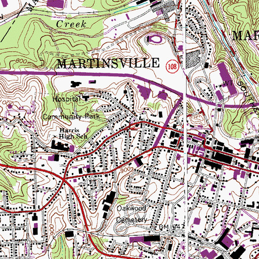 Topographic Map of High Street Baptist Church, VA