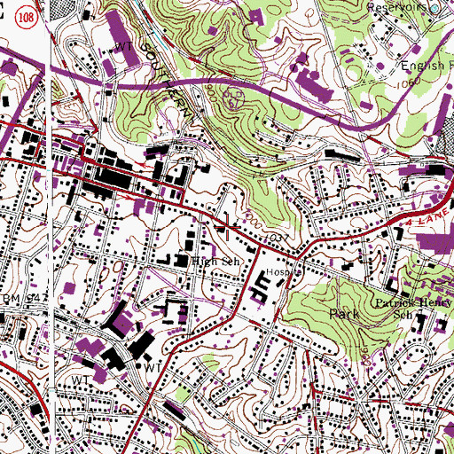 Topographic Map of Martinsville Public Library, VA