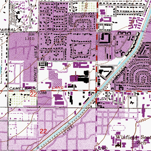 Topographic Map of Scottsdale Fashion Square Shopping Center, AZ