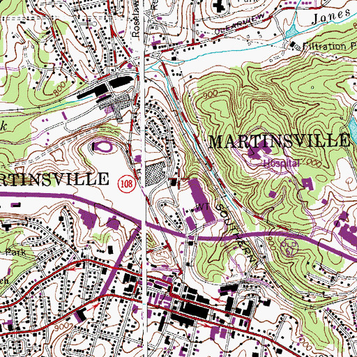 Topographic Map of North Martinsville School, VA