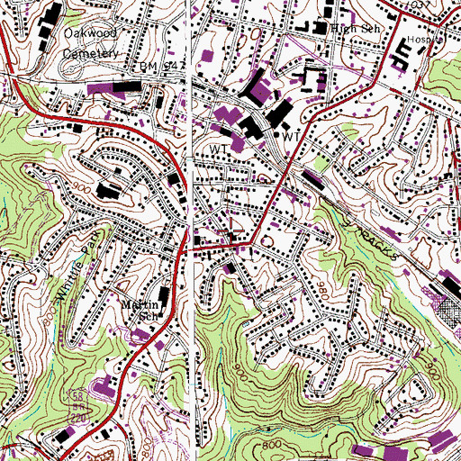 Topographic Map of Wesley Memorial United Methodist Church, VA