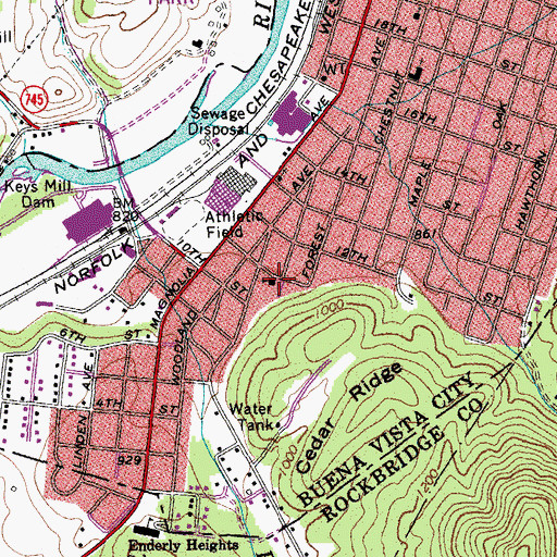 Topographic Map of Blue Ridge Baptist Church, VA