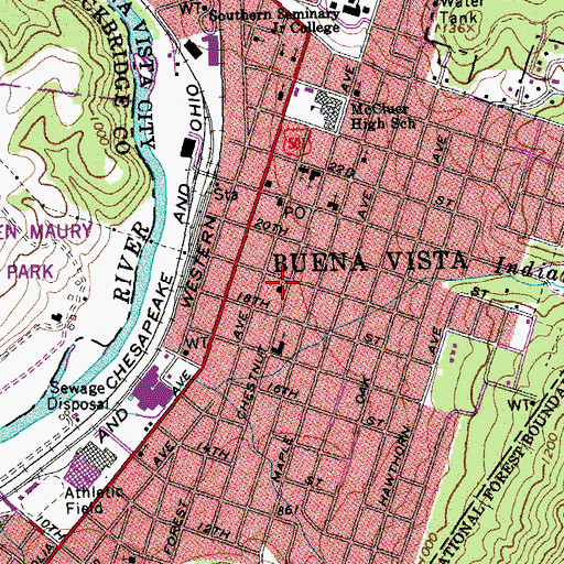Topographic Map of First Evangelical Methodist Church, VA