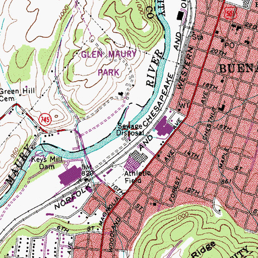Topographic Map of Noels Run, VA